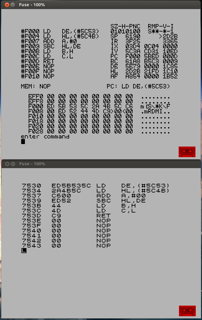 Screenshot of Laser Genius and HiSoft Devpac MONS